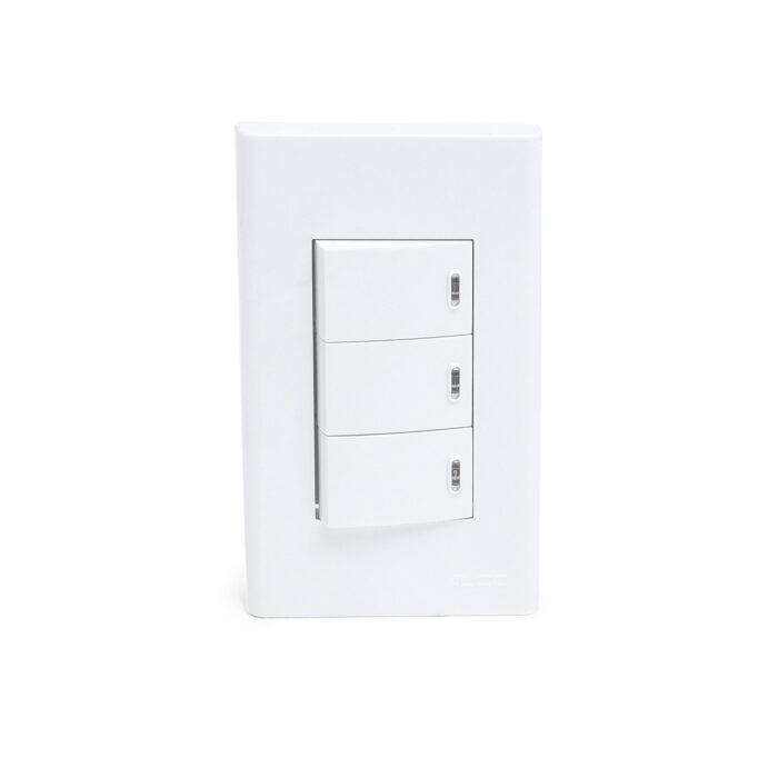 Wide Series 3 Gang 1 Way Switch with LED Set