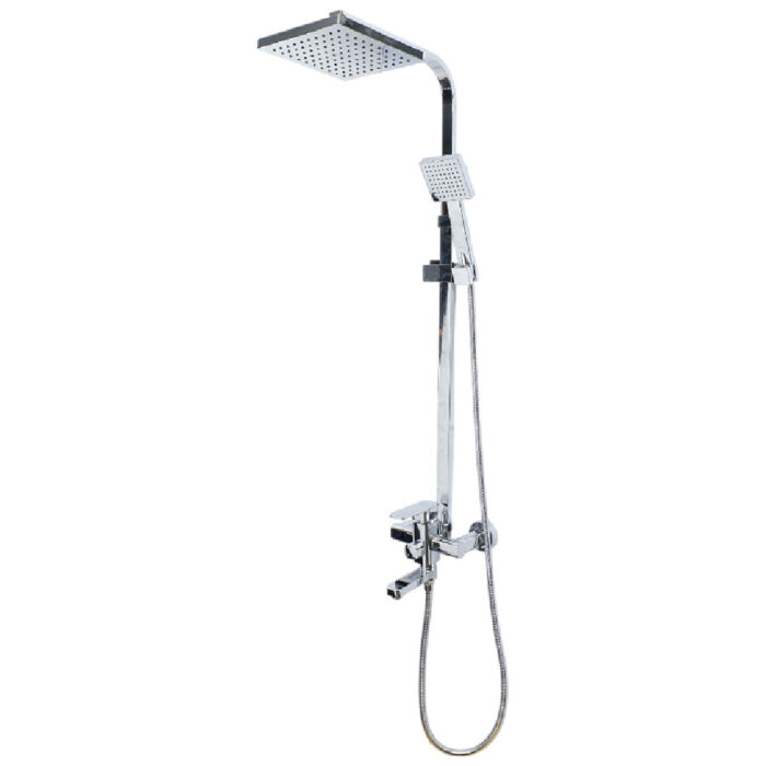 Complete Shower Bar Hot And Cold Mixer Set Square