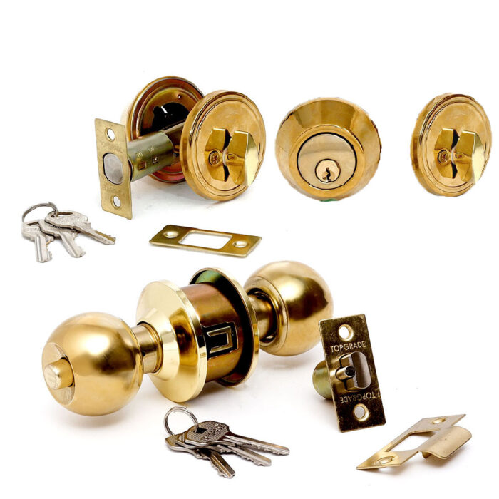 Combo Knob & Deadbolt Lockset - Polished Brass