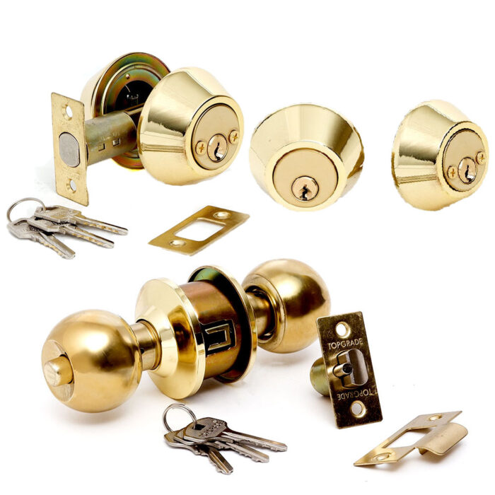Combo Knob & Deadbolt Lockset - Polished Brass