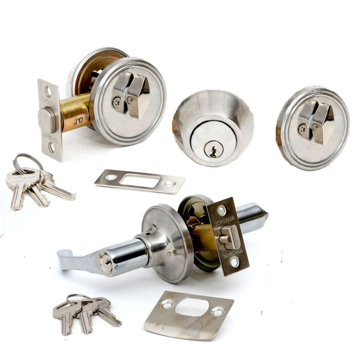 Combo Lever & Deadbolt Lockset - Chrome Plated