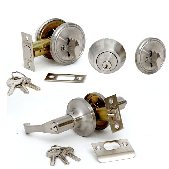 Combo Lever & Deadbolt Lockset - Satin Nickel & Stainless Steel