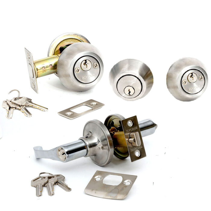 Combo Lever & Deadbolt Lockset - Chrome Plated