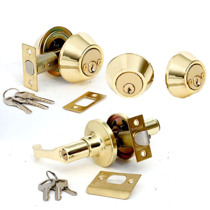 Combo Lever & Deadbolt Lockset - Polished Brass