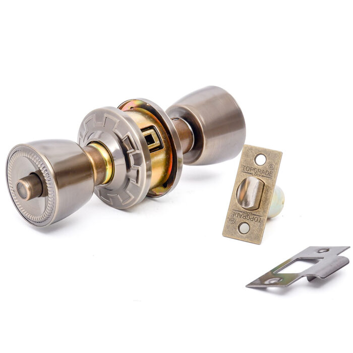 Cylindrical Bathroom Lockset Antique Brass