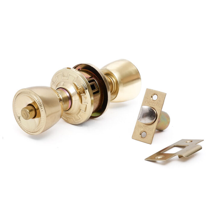Cylindrical Bathroom Lockset Polished Brass