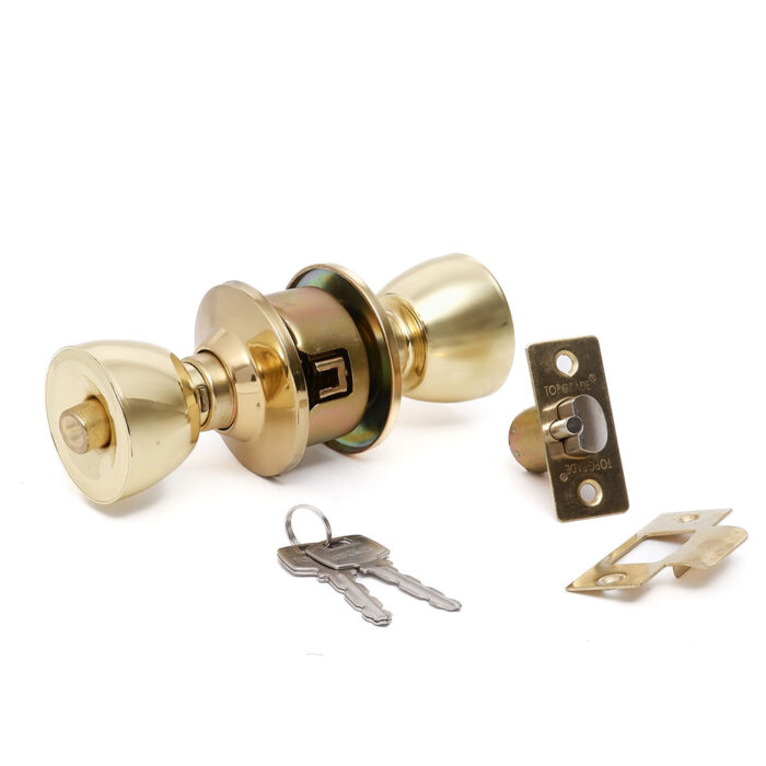 Cylindrical Knob Lockset Polished Brass