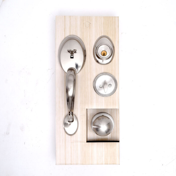 Handle Lock 1 Cylinder & 1 Handle Satin Nickel