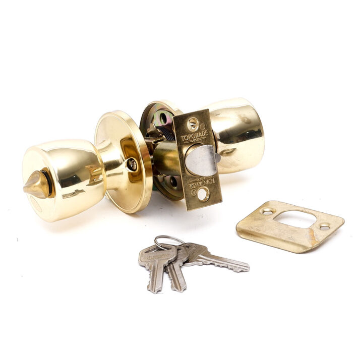 Tubular Knob Lockset Polished Brass