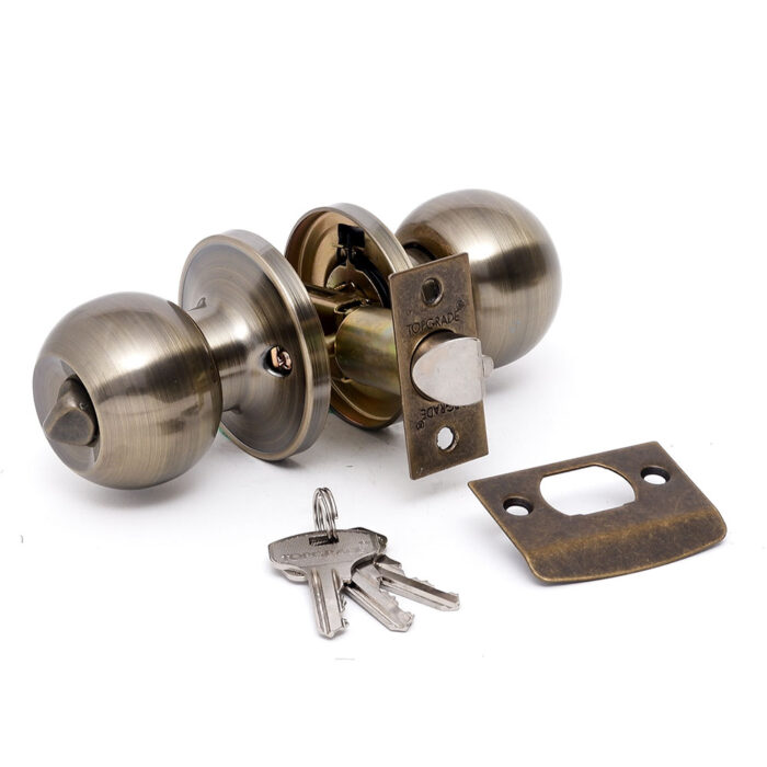 Tubular Knob Lockset Antique Brass