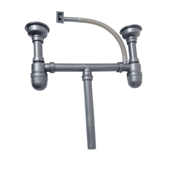 Basket Strainer and P-Trap for Double Bowl Kitchen Sink