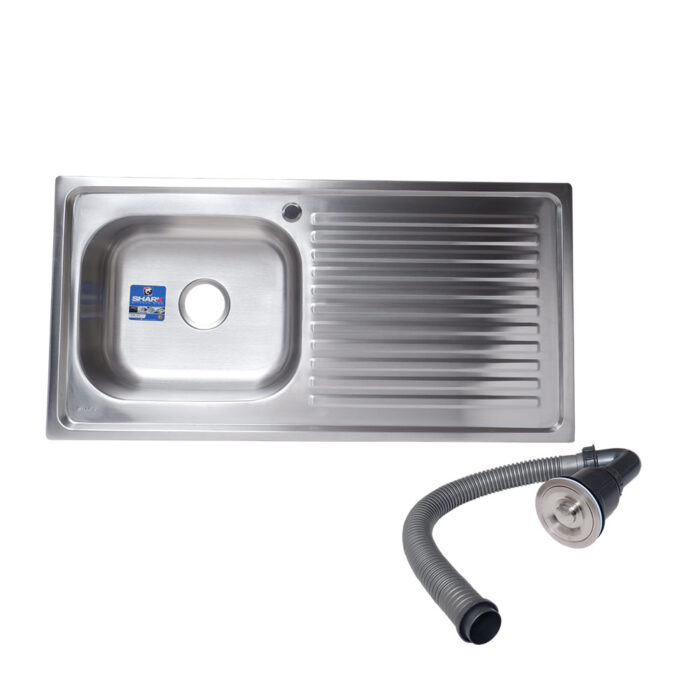 Stainless Steel Kitchen Sink Single Bowl Right Drain 39.3" x 19.6" x 7"