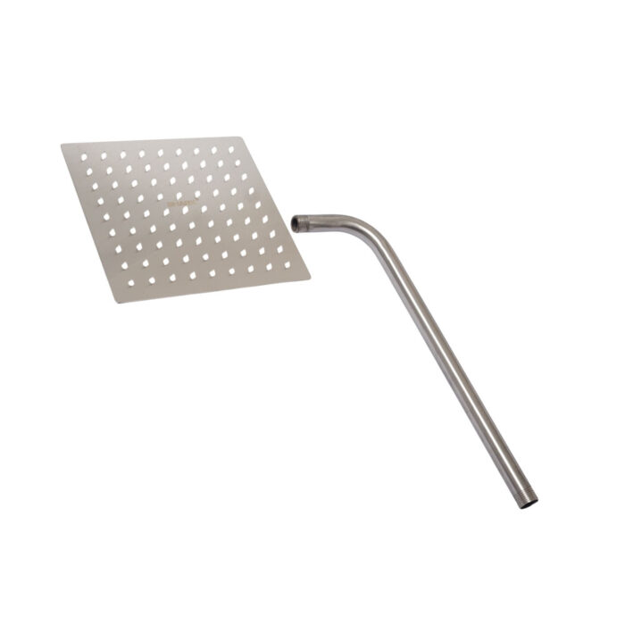 304 Stainless Steel Rain Shower Head Square 8" with Stainless Steel 304 Shower Arm 18"