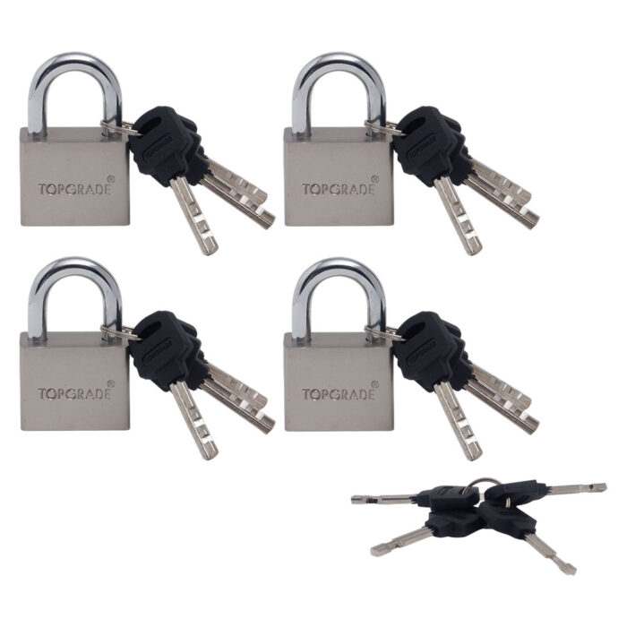 4 Pcs Set Heavy Duty All Purpose Padlock with 3 Pcs Individual Key & 4 Pcs Master Key 50mm