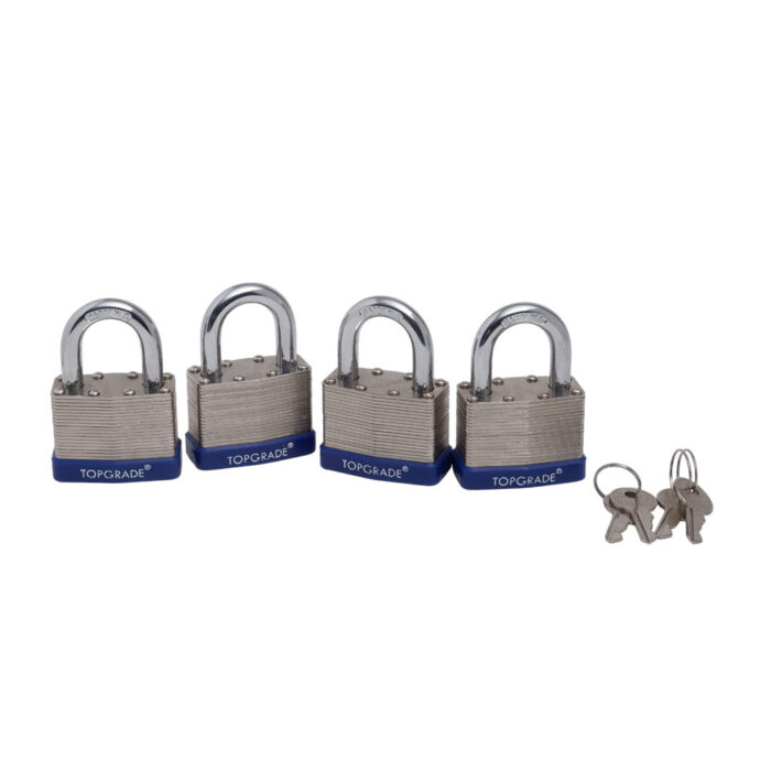 4 Pcs Set Heavy Duty Laminated Padlock with 4 Pcs Key Alike 50mm - Short Shackle