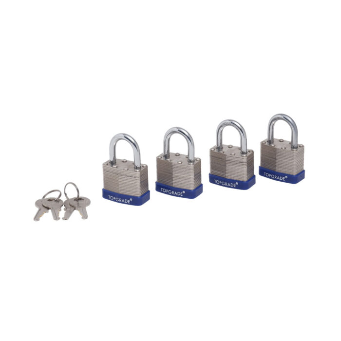 4 Pcs Set Heavy Duty Laminated Padlock with 4 Pcs Key Alike 40mm - Short Shackle