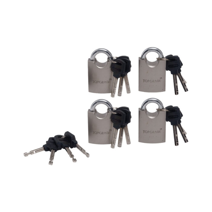 4 Pcs Set Heavy Duty Armored Padlock with 3 Pcs Individual Key & 4 Pcs Master Key 40mm