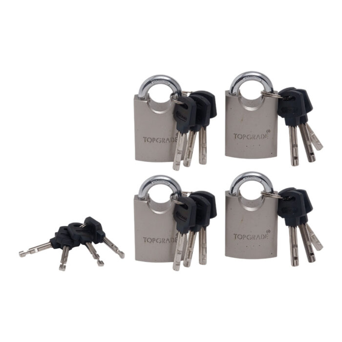 4 Pcs Set Heavy Duty Armored Padlock with 3 Pcs Individual Key & 4 Pcs Master Key 50mm