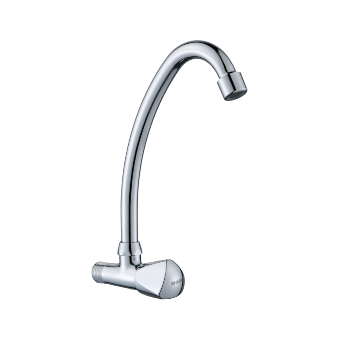 Gooseneck Kitchen Faucet Triangle Handle - Wall Mounted