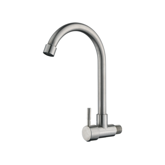 Stainless Gooseneck Faucet - Wall Mounted